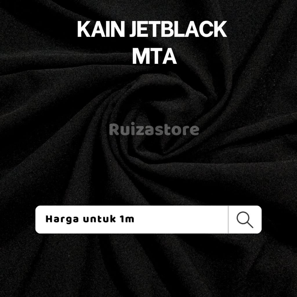 Kain Jetblack MTA / kiara meteran halus lembut pekat } kain super jetblack 1m