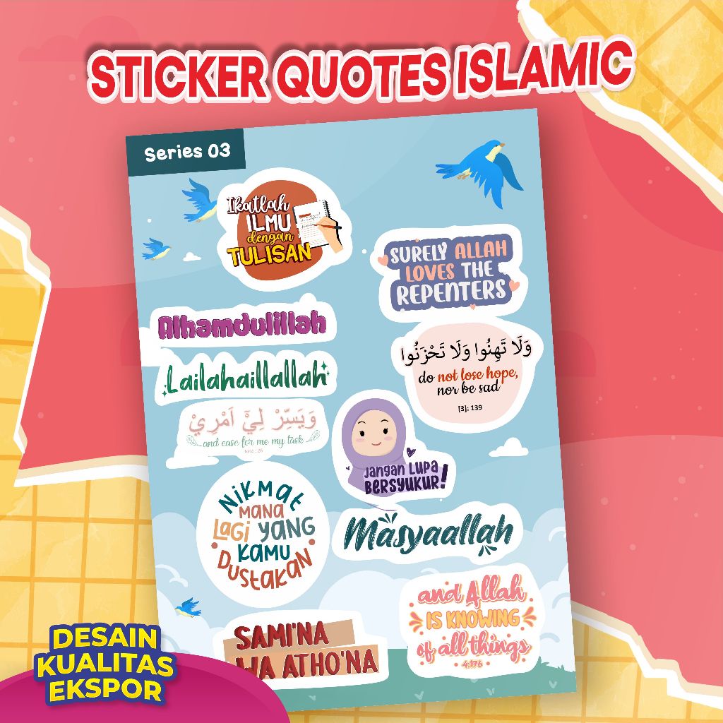 Ghif Sticker Quotes Islamic | Affirmation Words Kata Afrimasi Mimpi Strong Proud Enough The best Sen