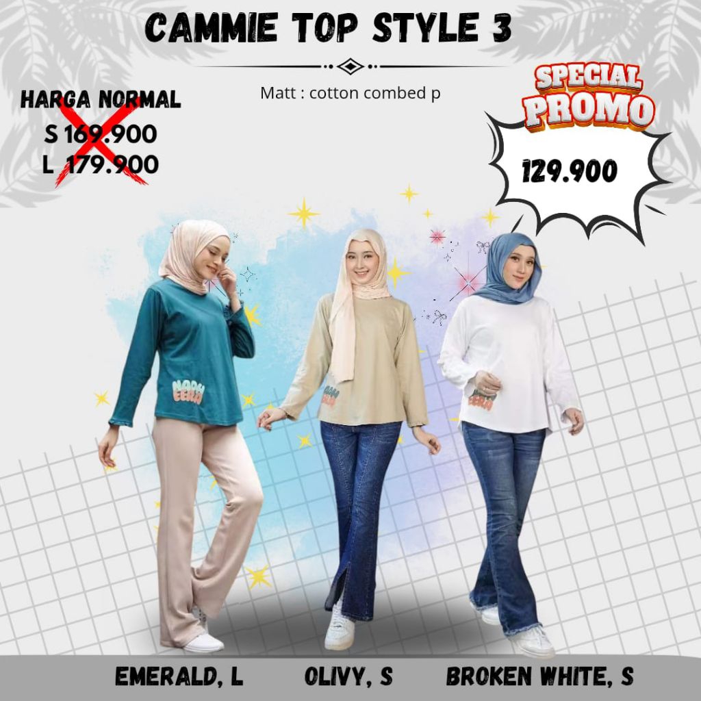 special promo cammie top style 3 nadheera luxury/kaos nadheera promo