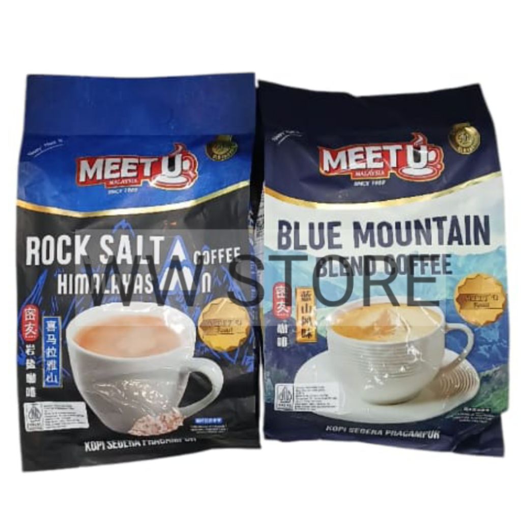 

Minuman serbuk kopi krimer halal MUI MEET U MALAYSIA BLUE MOUNTAIN BLEND / ROCK SALT HIMALAYAS COFFEE 448g ( 28pcs x 16g )