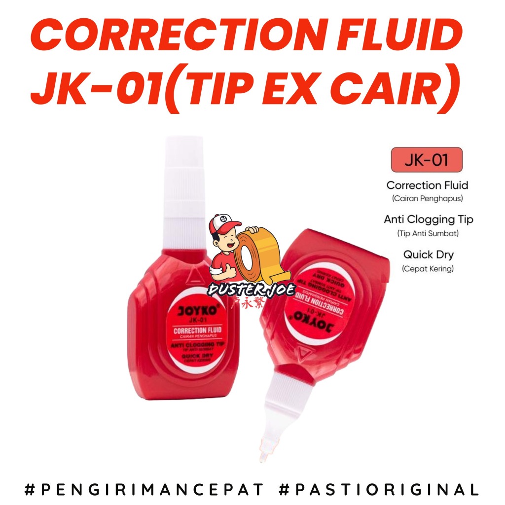 

[PER 1 PACK] Tip ex JK-01 Joyko Correction Fluid Penghapus cair (1 PACK ISI 12 PCS)