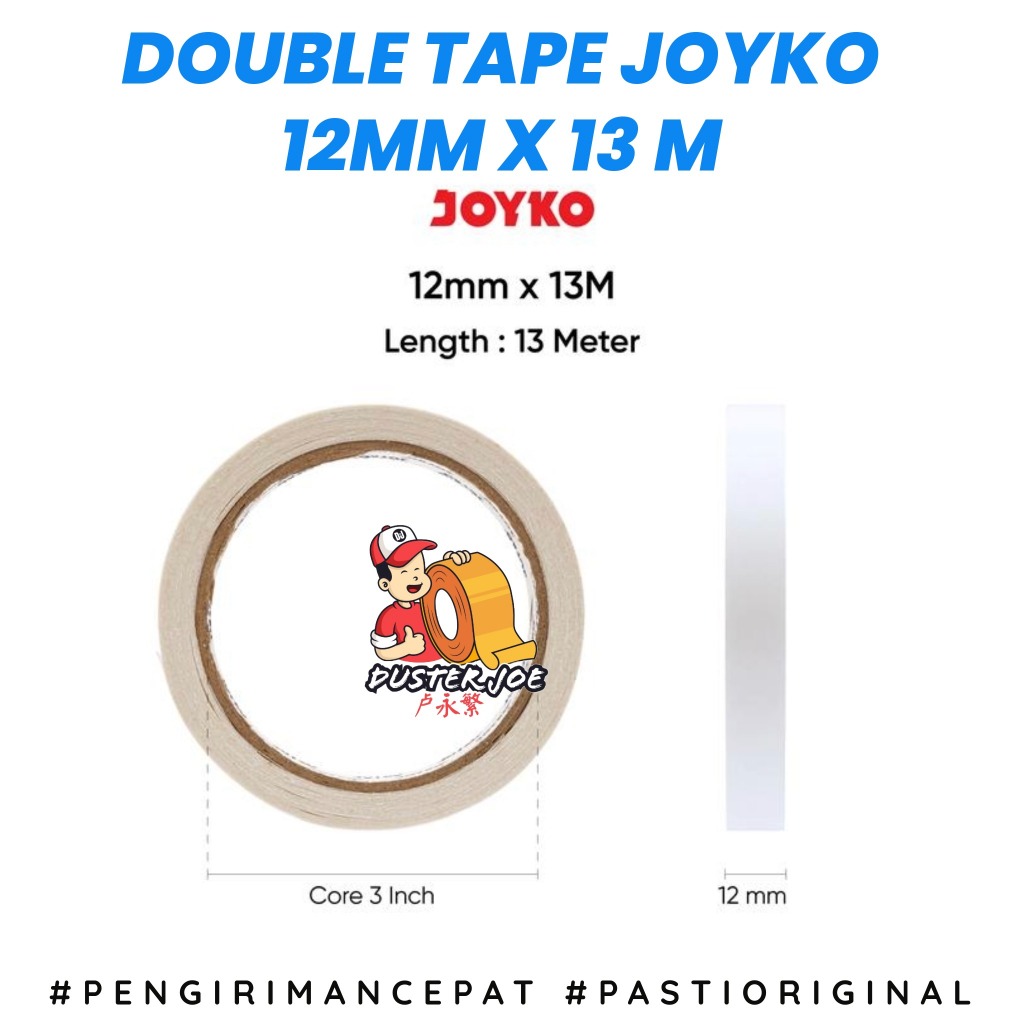 

Double Tape Joyko 12mm 1/2 inch x 15 Yard core biru PER 1 PCS