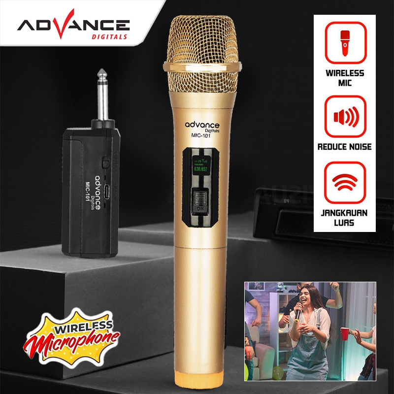advance Mic Wireless  jarak jauh Single Microphone Single Mic Karaoke mic wireless