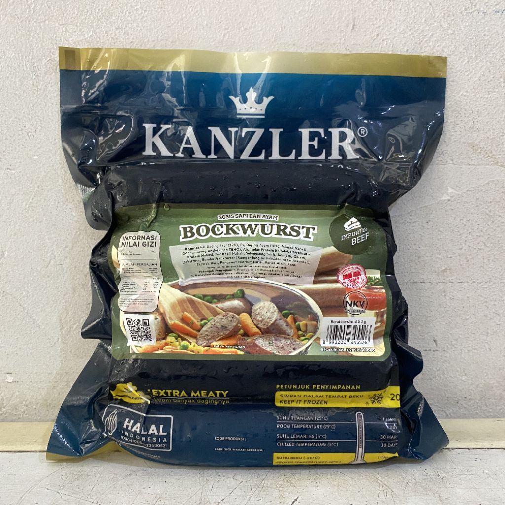 

Kanzler sosis bockwurst 360gr (isi 5 pcs) | sosis sapi dan ayam | sosis kanzler