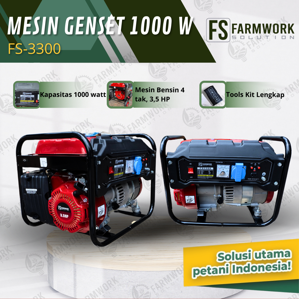 Mesin Genset Bensin FS3300 1000 WATT Farmwork Solution | Gasoline Power Generator 1000 W
