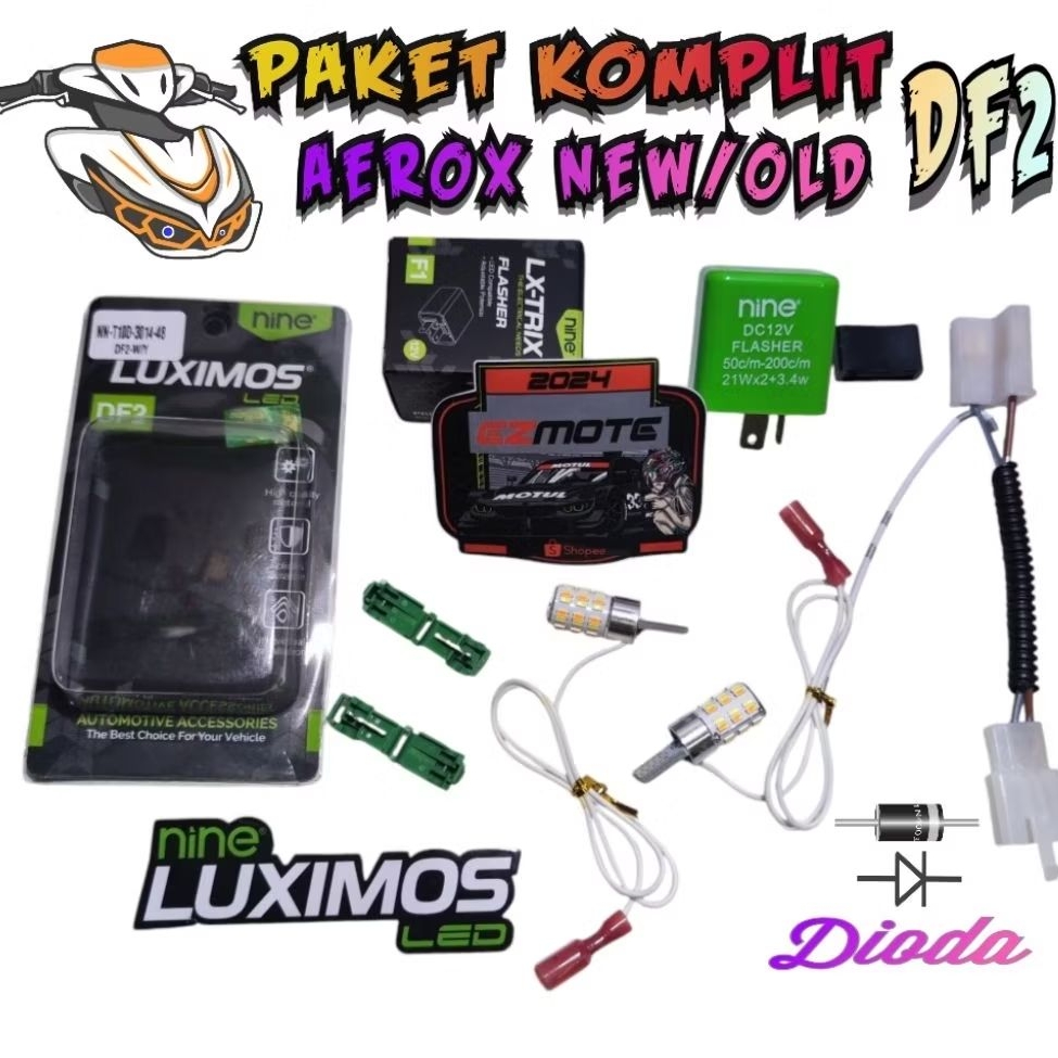 LAMPU SEIN NINE LUXIMOS T10 DF2 LAMPU SEIN MOTOR BISA SEIN DAN SENJA DENGAN SOKET KABEL TIGA BERDIOD