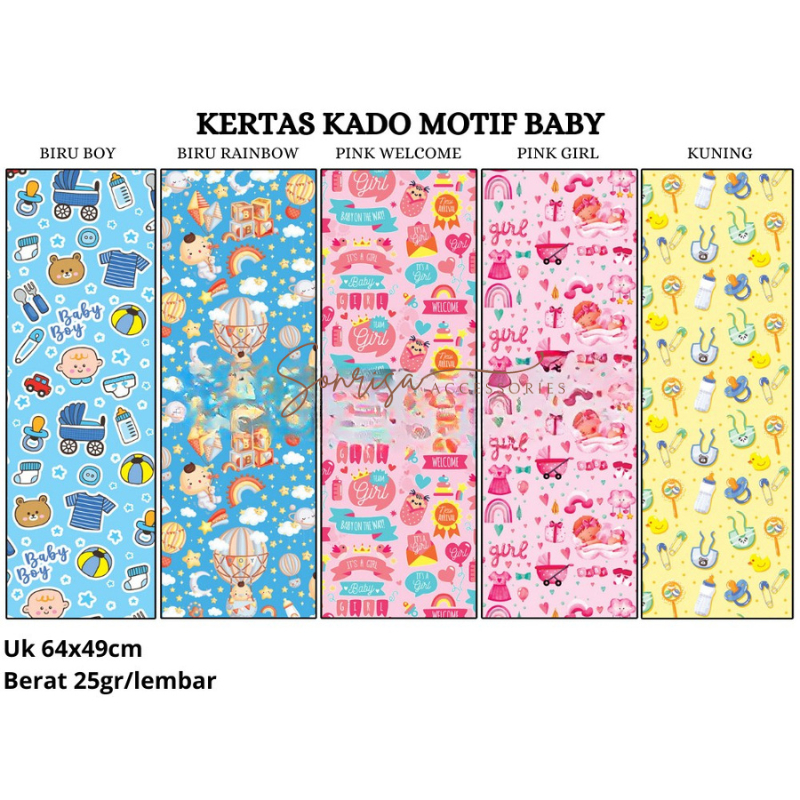 

SONRISA - Kertas Kado Motif Baby Shower Girl Boy / Bungkus Kado Doff Wrapping Paper