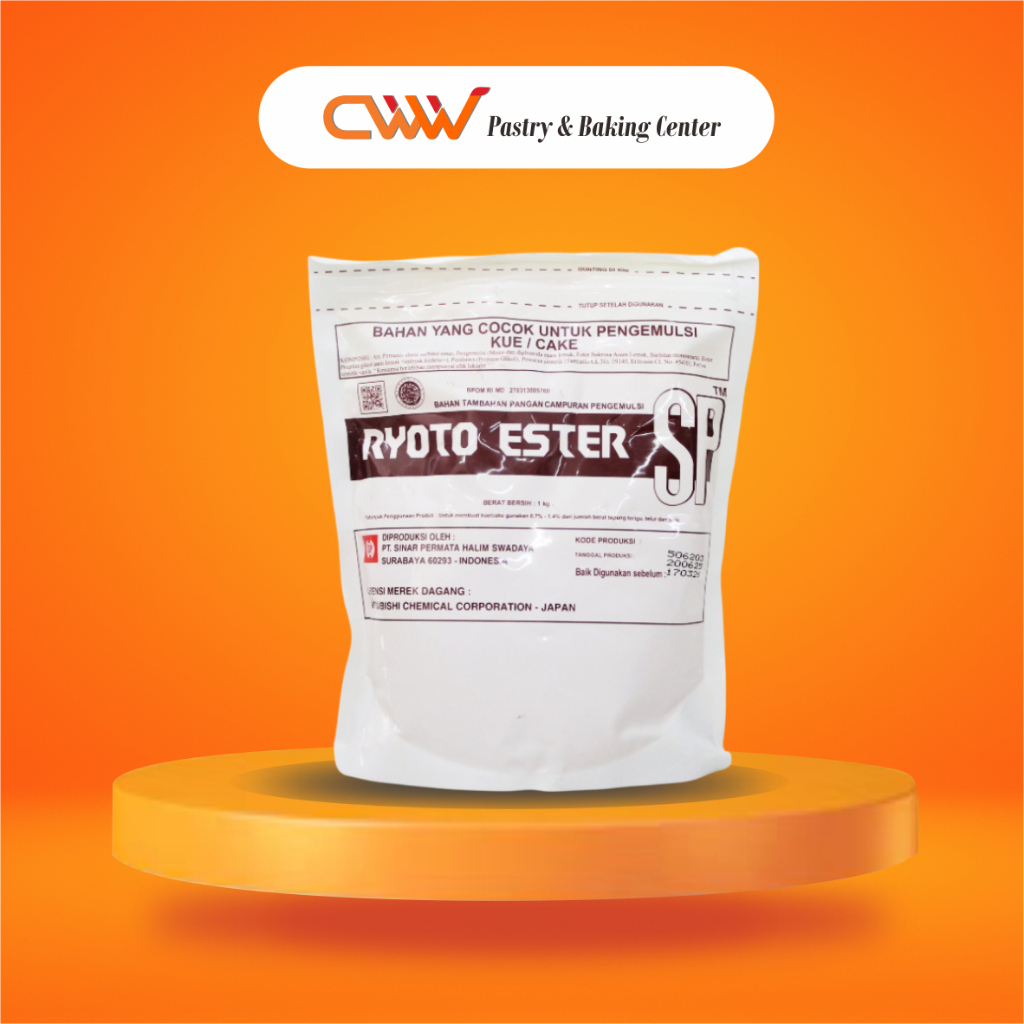 

Ryoto Ester SP Kue 1kg Cake Stabilizer Emulsifier Pelembut Pengembang Cake Roti Bolu Halal
