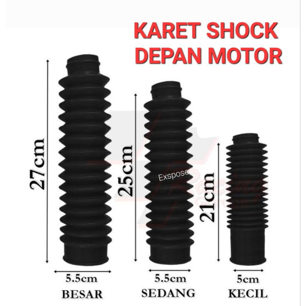 Karet Cover Kondom Shock Sok Depan Sepeda Motor Varian Kecil Sedang Besar Sepasang Kiri Kanan