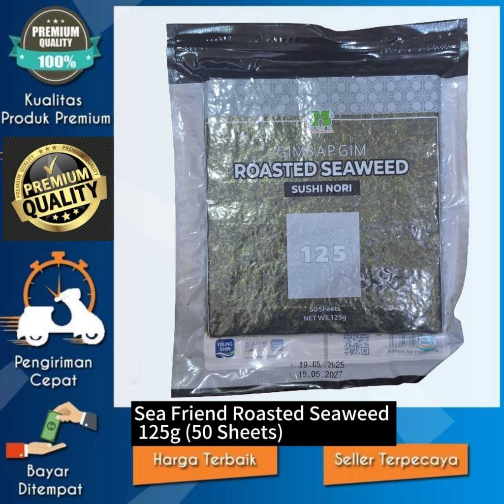

Sea Friend Roasted Seaweed / Sushi Nori / Gimbap Gim 125g (50 Sheets)
