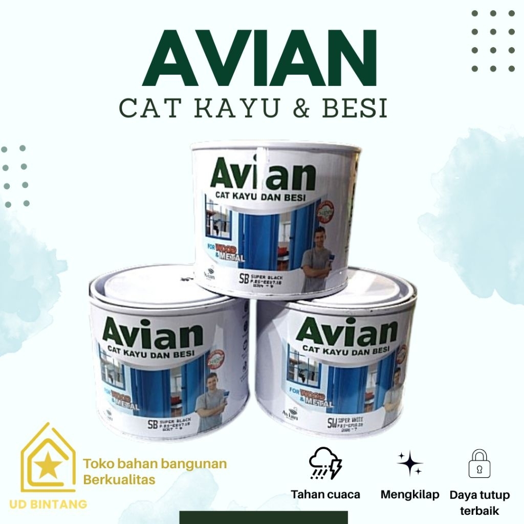 Cat Kayu dan Besi AVIAN 1/2 Liter Cepat Kering dan Mengkilap