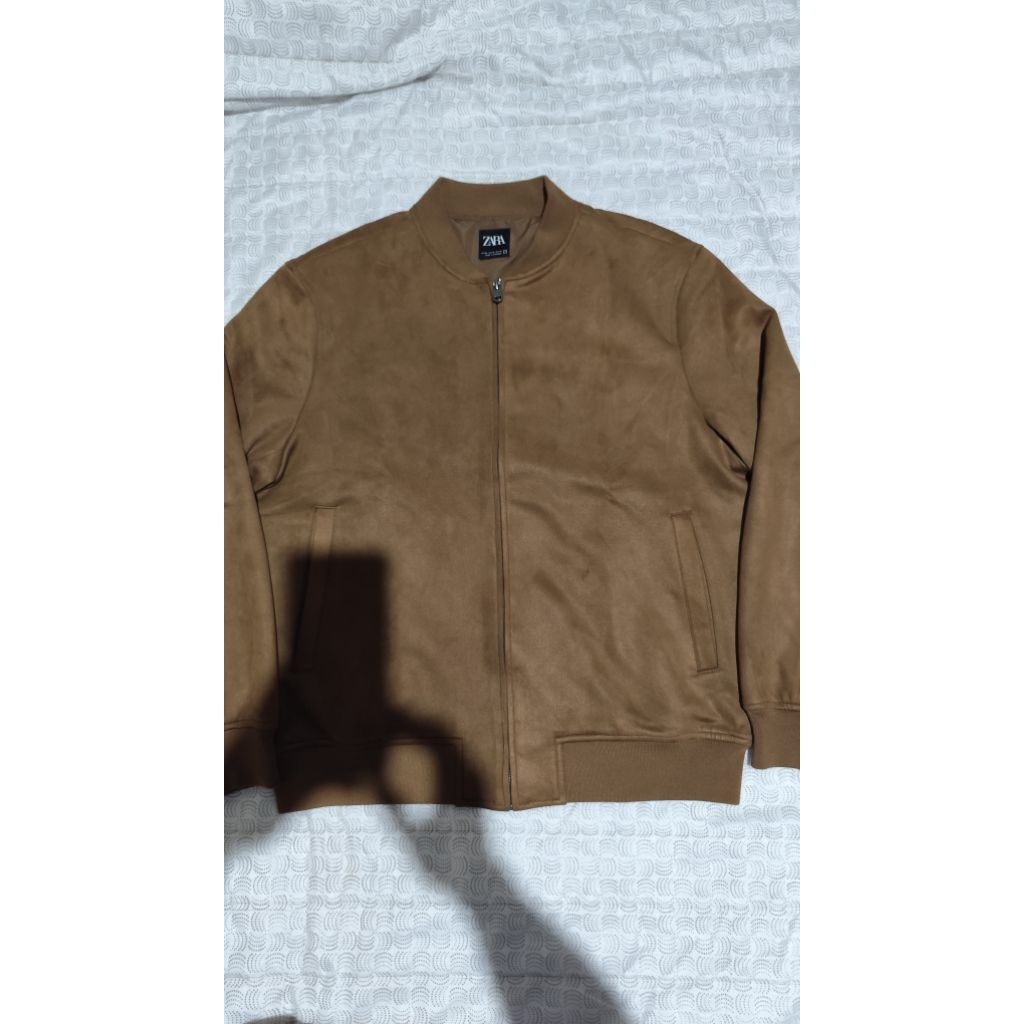 ZARA MAN FAUX SUEDE BOMBER JACKET