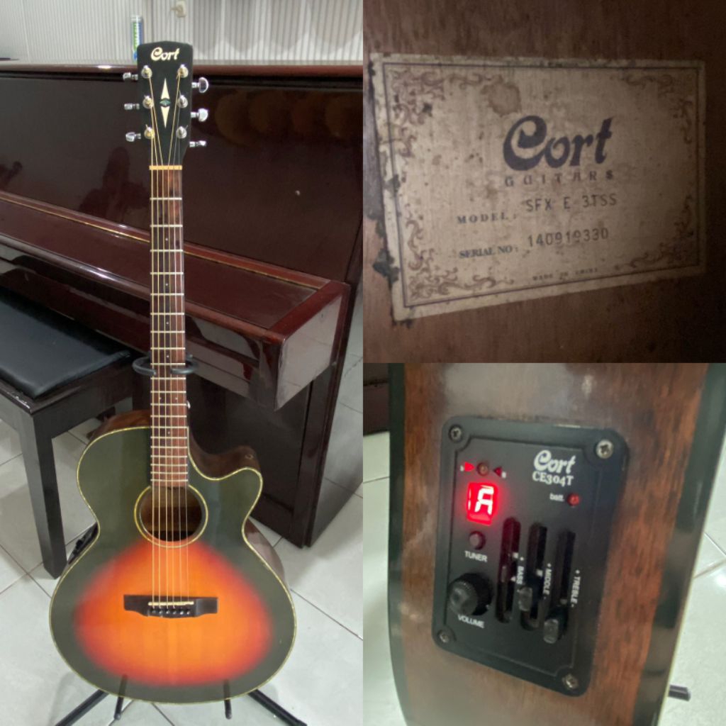 Gitar Akustik Elektrik Seken Cort SFX E 3TSS Sunburst Original Tipis Bagus Murah