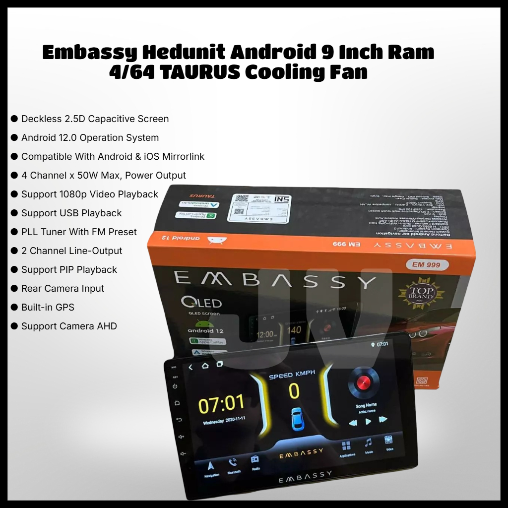 Embassy Hedunit Android 9 Inch Ram 4/64 TAURUS Cooling Fan