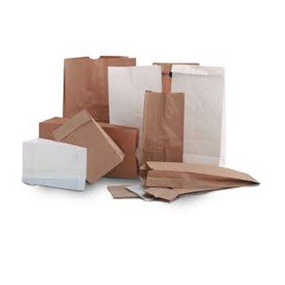 

100 PCS Paperbag Kantong Tahan Air Minyak Putih / coklat Polos. 14x6x21cm (M) Foodgrade