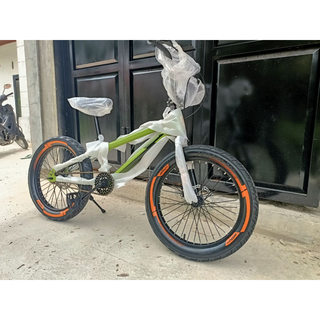 Sepeda bmx phoenix ring 20 ban besar rem double cakram,warna hijau army