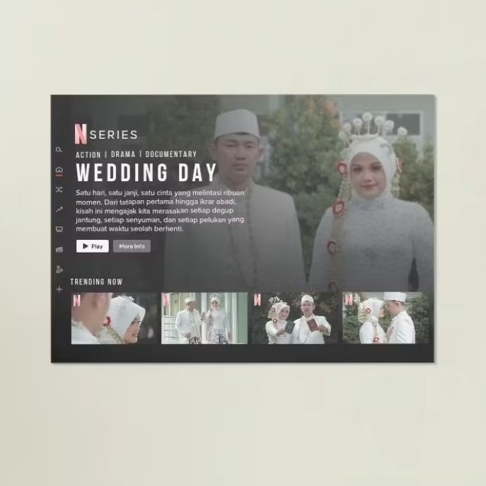 Custom Foto Net Flic A4 MDF Dekorasi Estetik & Kado Barc ode Video