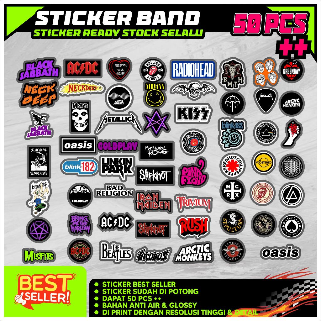 

Sticker Band Aesthetic 50 picis sudah potong & anti air