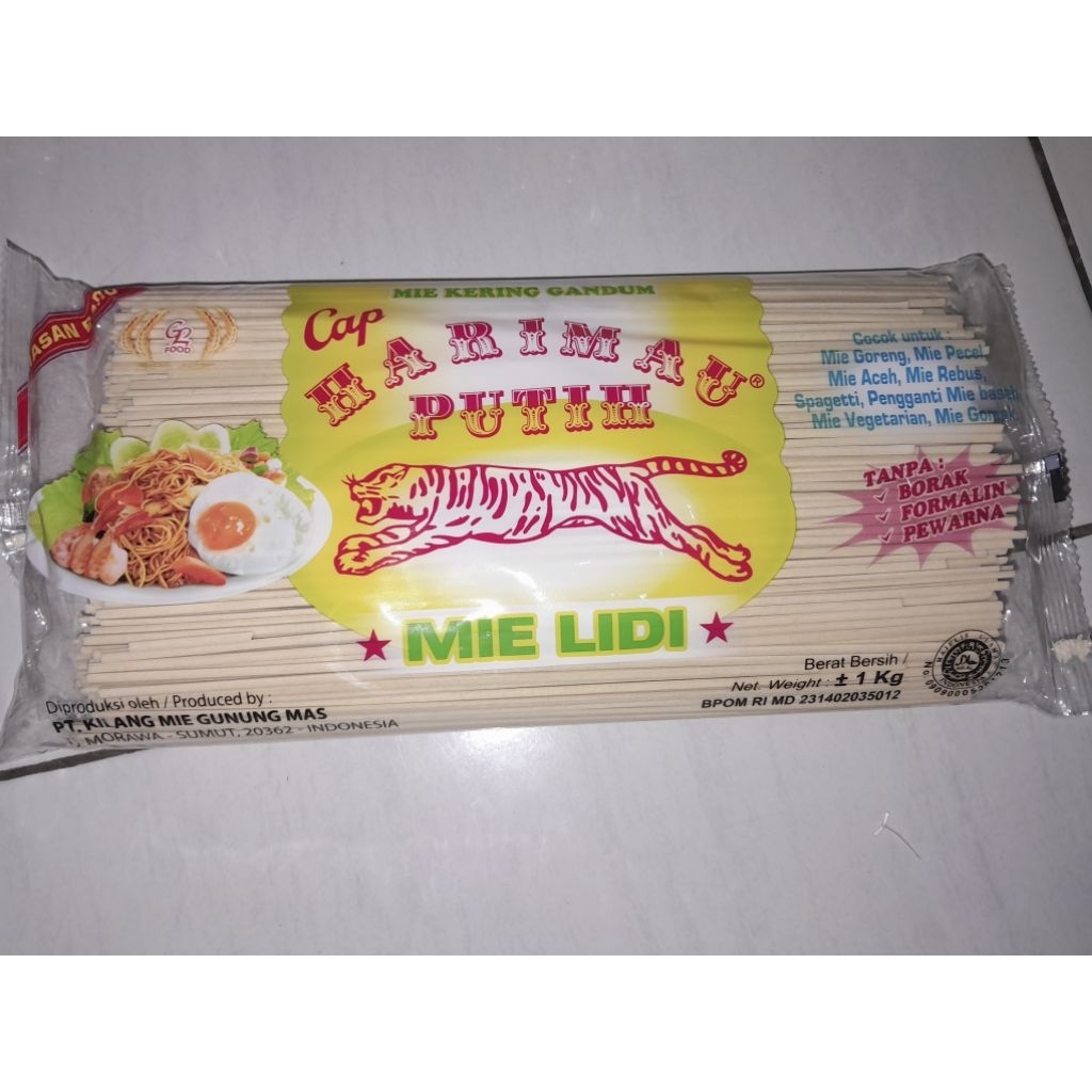 

MIE LIDI MEDAN / MIE GOMAK PUTIH / MIE LIDI PUTIH 1000gram Code-003