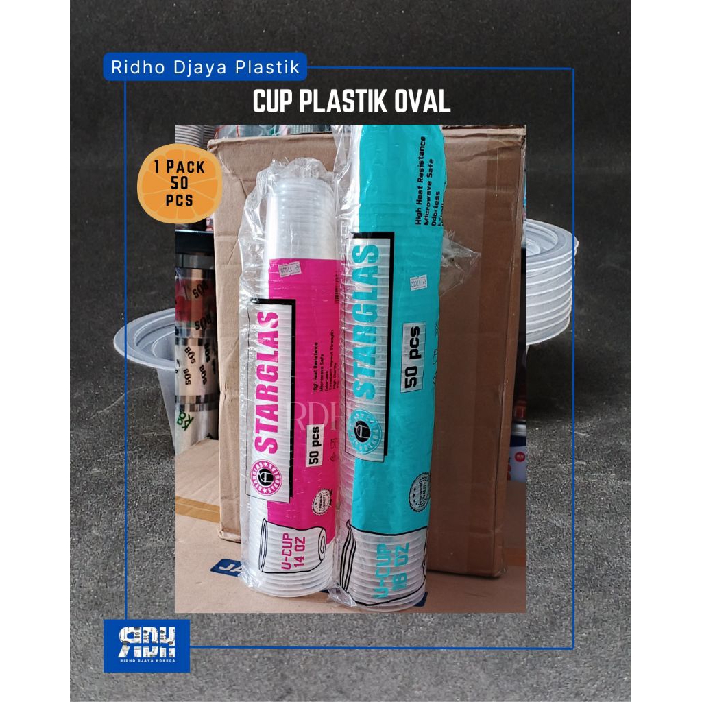 Cup Plastik Oval / Gelas Plastik / Ukuran 14 Oz, 16 Oz, 17 Oz