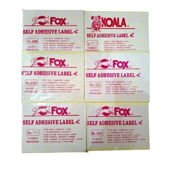 

1 Pack Label nama FOX, KOALA (isi 10 lembar)