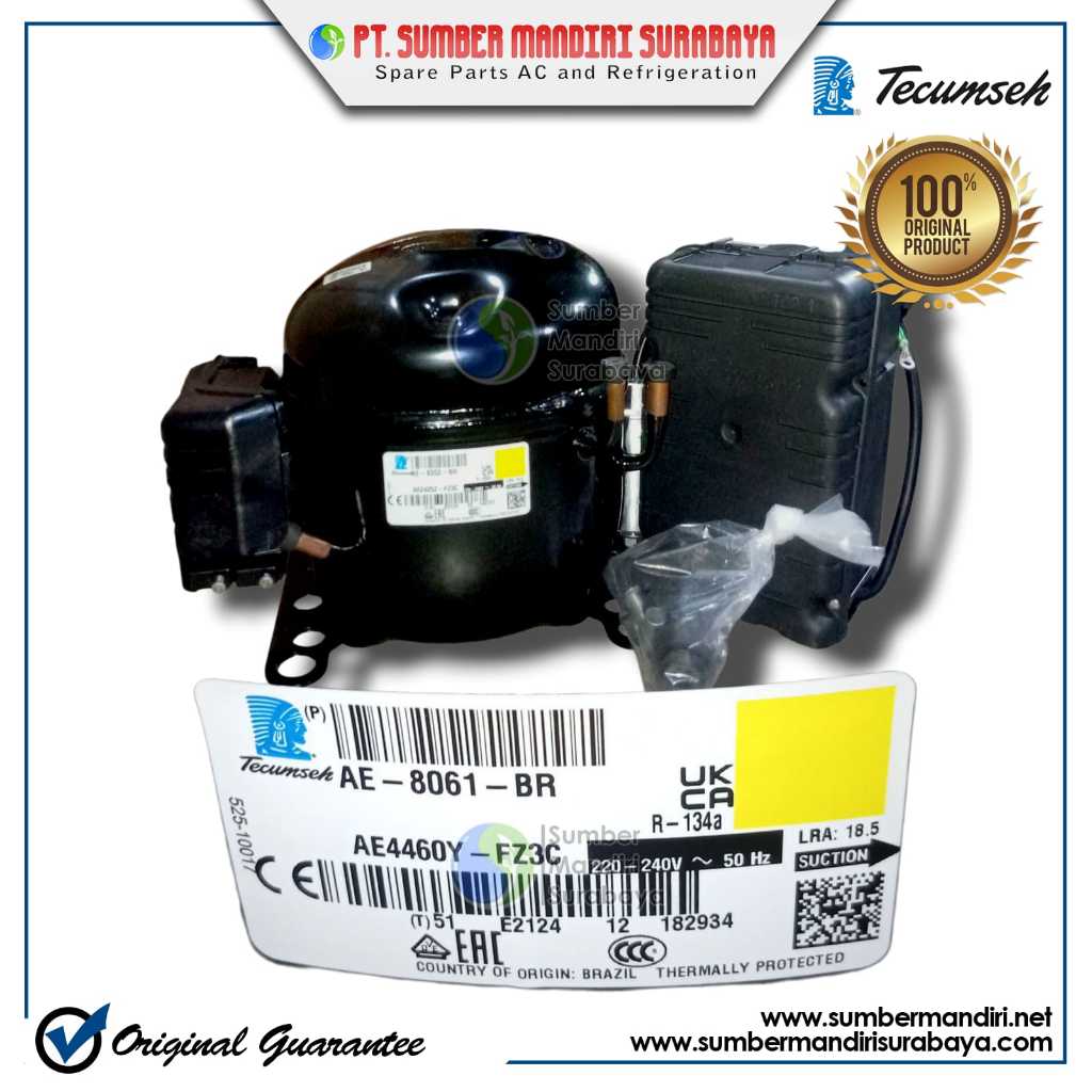 COMPRESSOR TECUMSEH (BRAZIL) AE4460Y-FZ3C (1PH-TUBE)