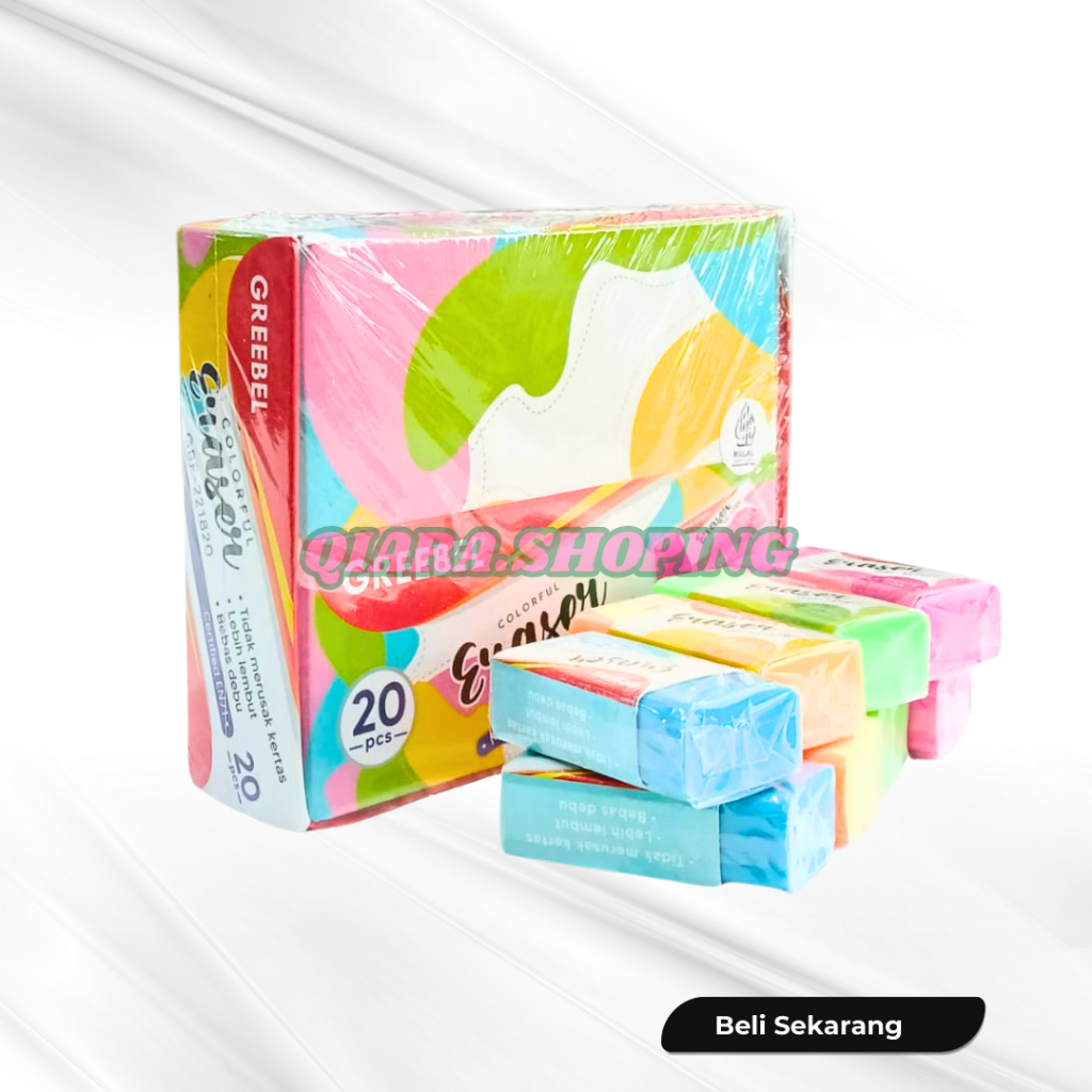 

1 KOTAK PENGHAPUS PENSIL GREEBEL ERASER COLORFUL GBF-221820 ISI 20