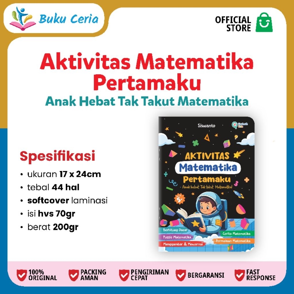 Aktivitas Matematika Pertamaku untuk 5 tahun ll Buku TK ll buku anak tk dan paud II Buku belajar ana