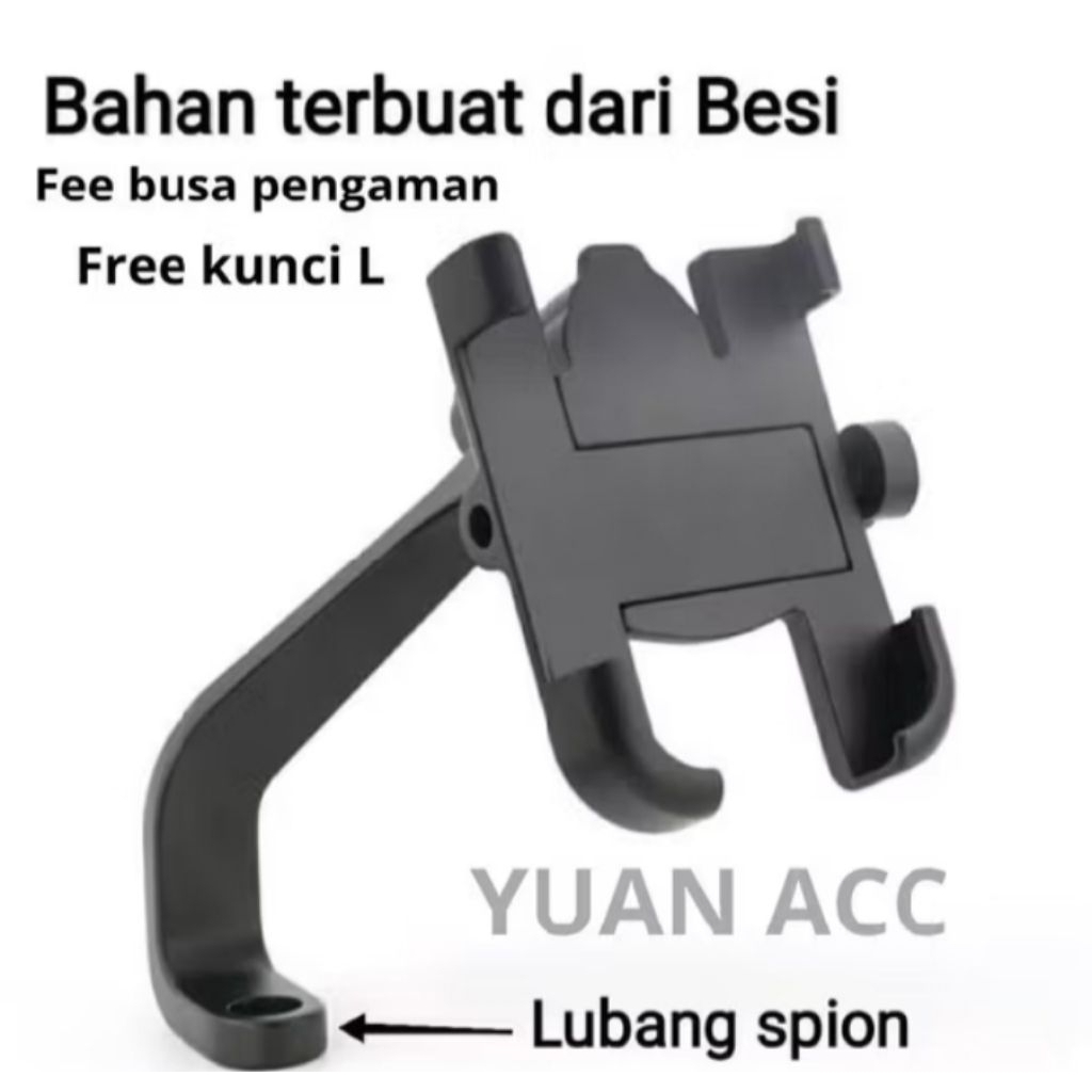 Holder Hp Motor Full Besi Alumunium Di spion Motor Universal