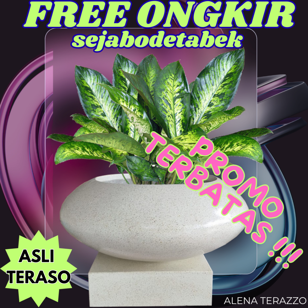 Pot Teraso Ukuran Kecil & Besar | Pot Bunga Minimalis Modern Handmade DONAT MINI ALENA TERAZZO