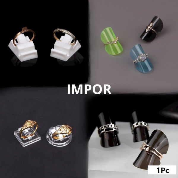 Display Dudukan Cincin/Ring Stand Holder/Bahan Plastik/Display Cincin Bulat Kotak Lipat Bening Hitam