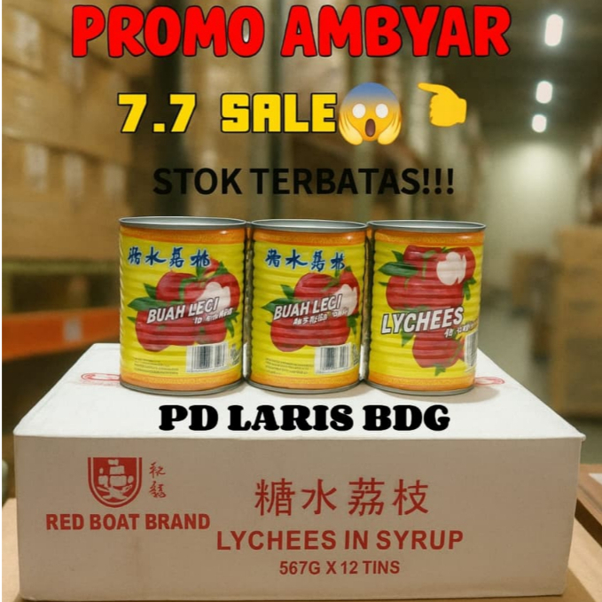 

(EXP 2028) Red Boat Lychee in Syrup Can - Leci Kaleng Red Boat Brand 565gr 1 dus isi 12
