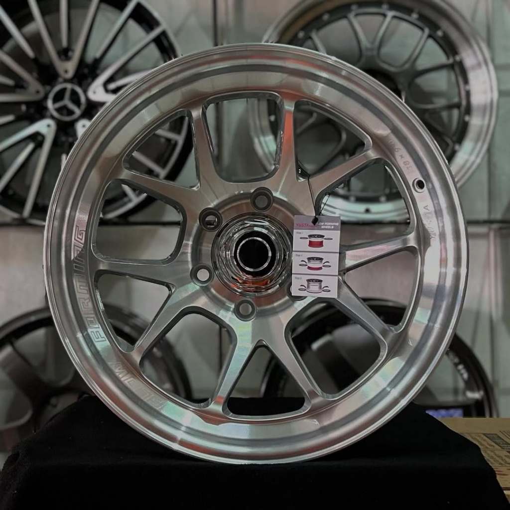 VELG VENOM 6 RING 18 LEBAR 9 PCD 6X139.7 ET 0 WARNA SILVER FULL POLISH VELG FORTUNER PAJERO