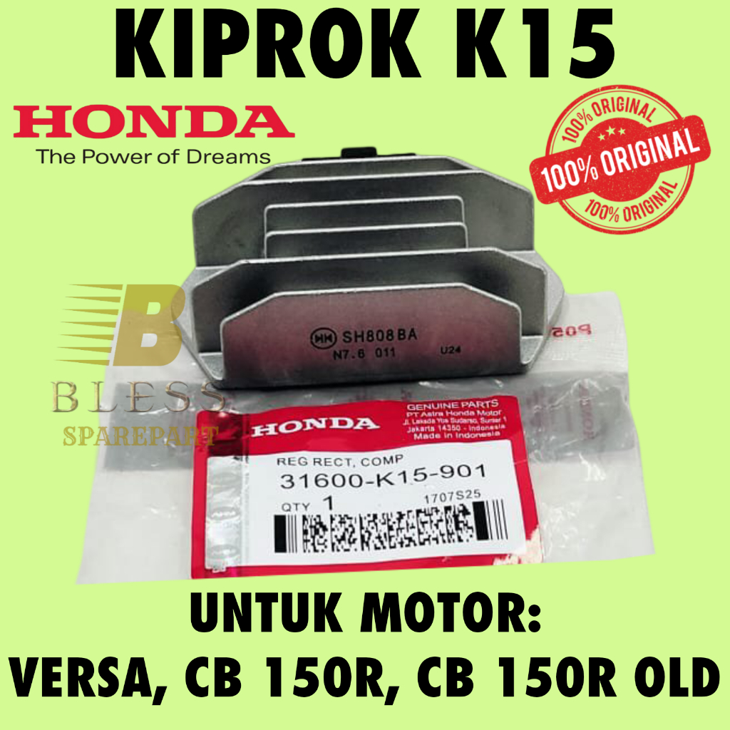 REGULATOR HONDA KODE-K15 ORIGINAL KIPROK VERZA/CB 150R/CB 150R OLD KUALITAS ASLI 100% HONDA AHM ORI