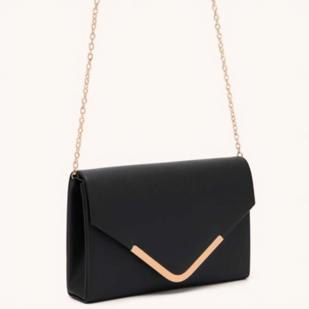 ALDO Black Envelope Clutch Authentic (PRELOVED)  / Aldo Handbag, Sling Bag, Crossbody bag with gold 