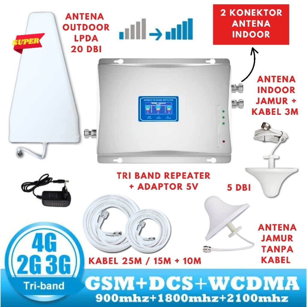 PENGUAT JARINGAN SINYAL HP INTERNET 4G 3G 2G PEDALAMAN PEDESAAN TRIBAND PENGUAT BOOSTER SINYAL HIGH 