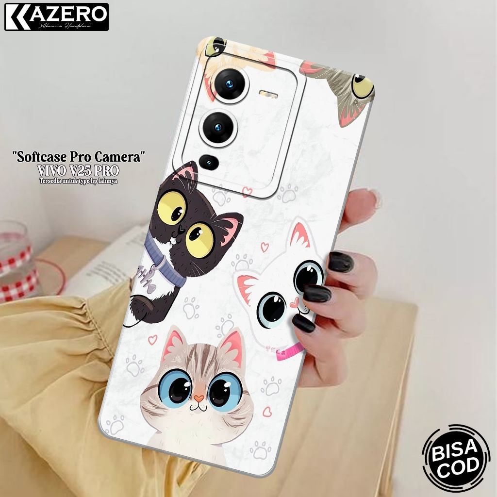 KAZERO - Case Hp VIVO V25 PRO - Fashion Case Kucing - Pro Camera - Softcase VIVO V25 PRO - Kesing VI