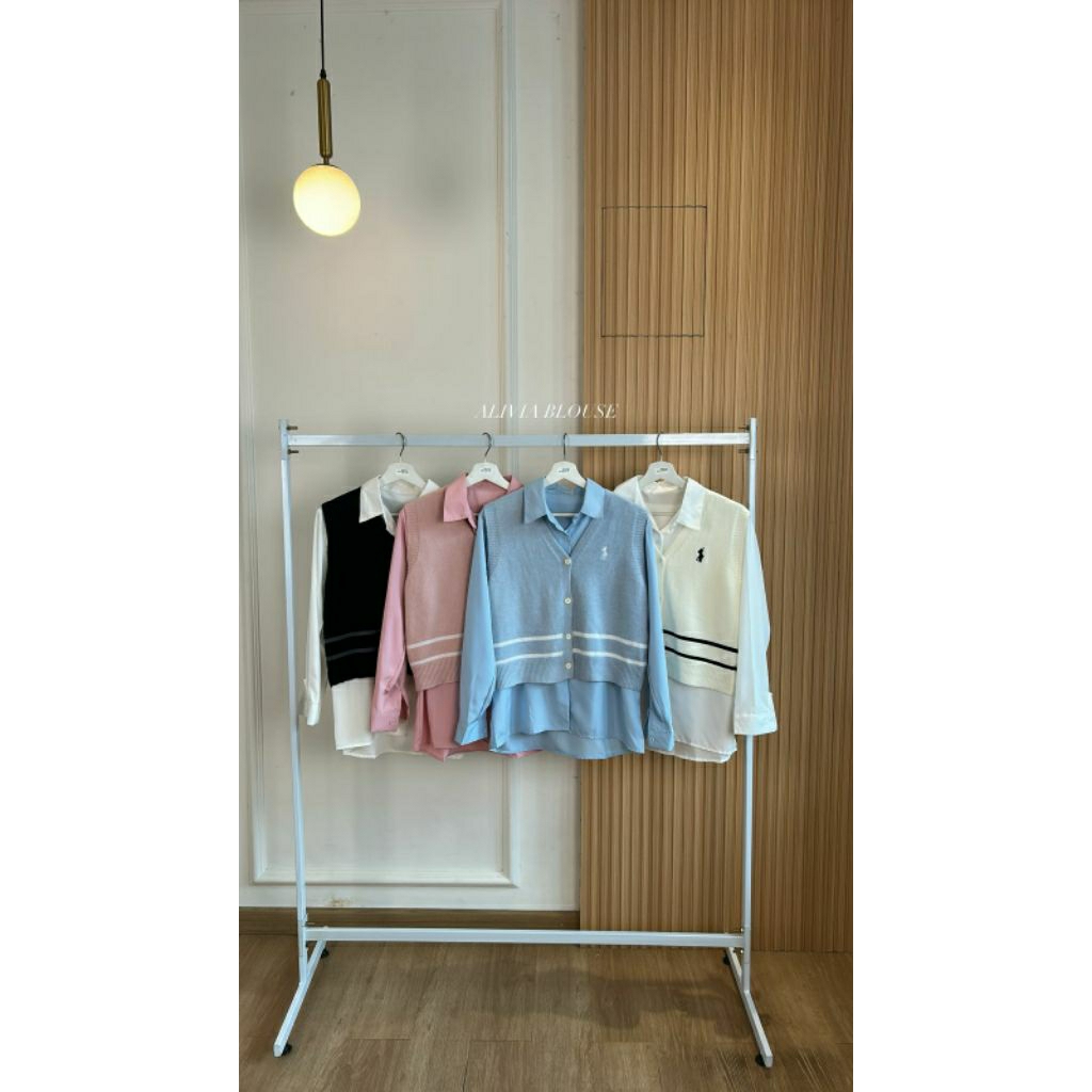 RAF Baju Atasan Korean Looks Kemeja dan Outer Vest