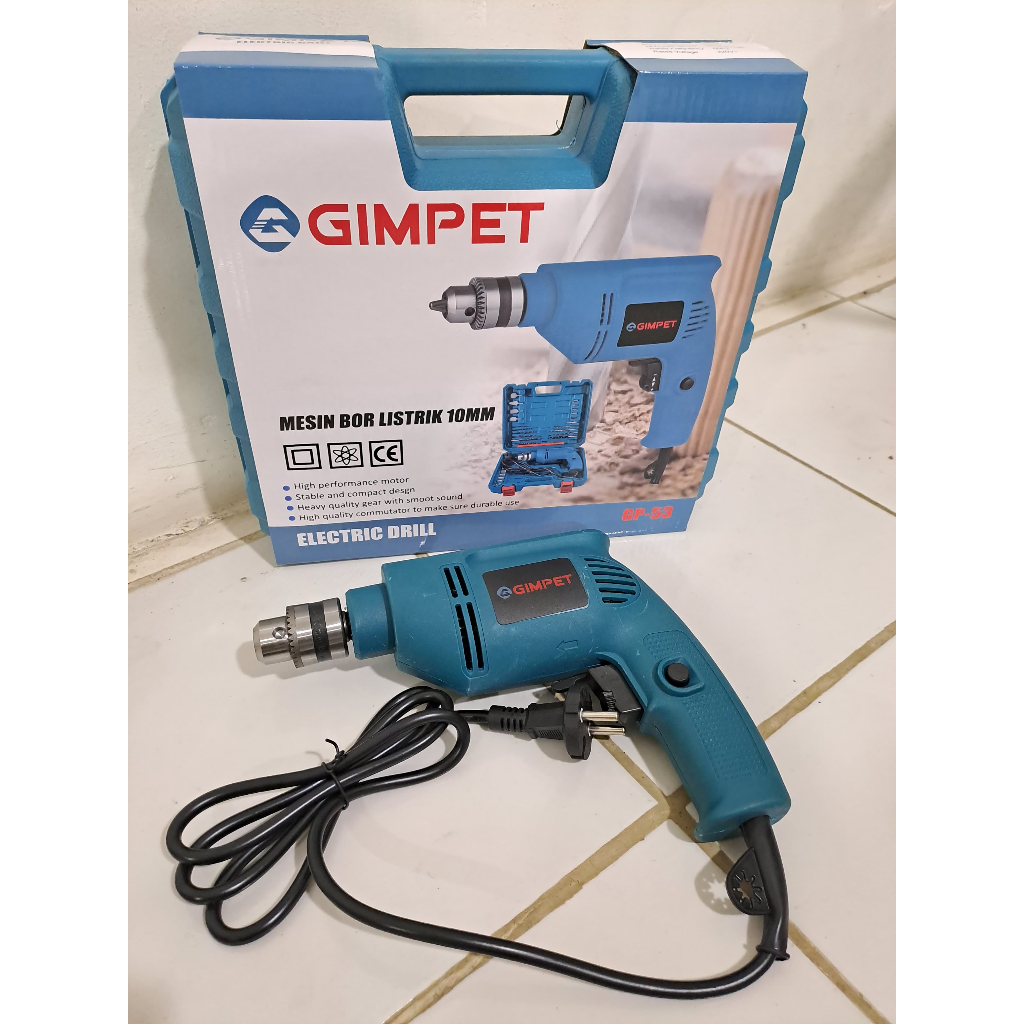 NEWW GIMPET Bor Listrik 10mm Electric Drill /Bor Listrik / Bor 10mm Full Koper