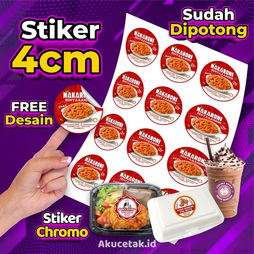 

Stiker Label Makanan Custom 4CM Bulat