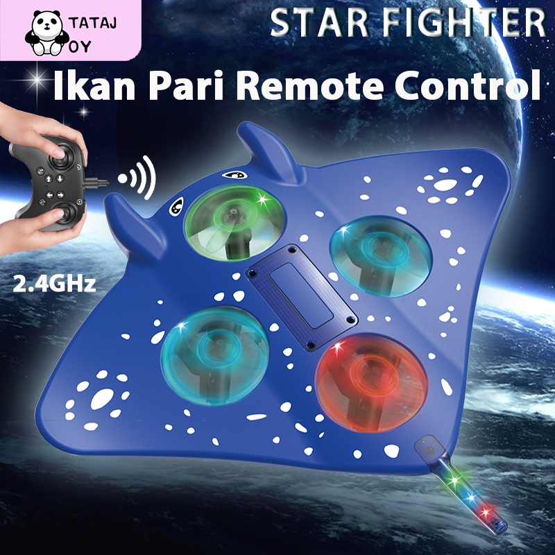 Tatajoy Mainan Pesawat Terbang Remote Control Ikan Pari Remote Control 2.4G EPP Stunt RC Led Glider 