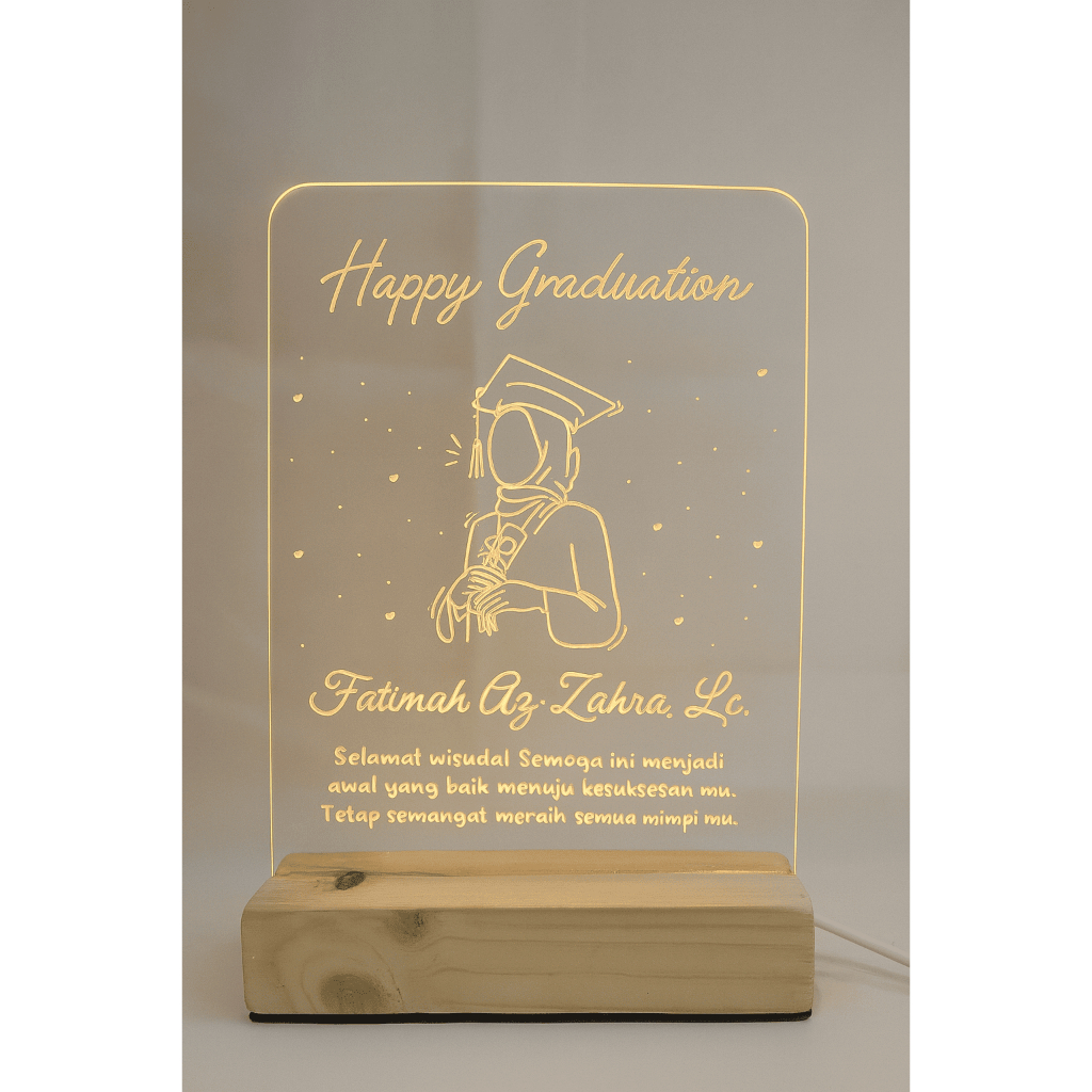 GIFT LAMPU AKRILIK LED CUSTOM - LAMPU TIDUR AKRILIK WISUDA WEDDING