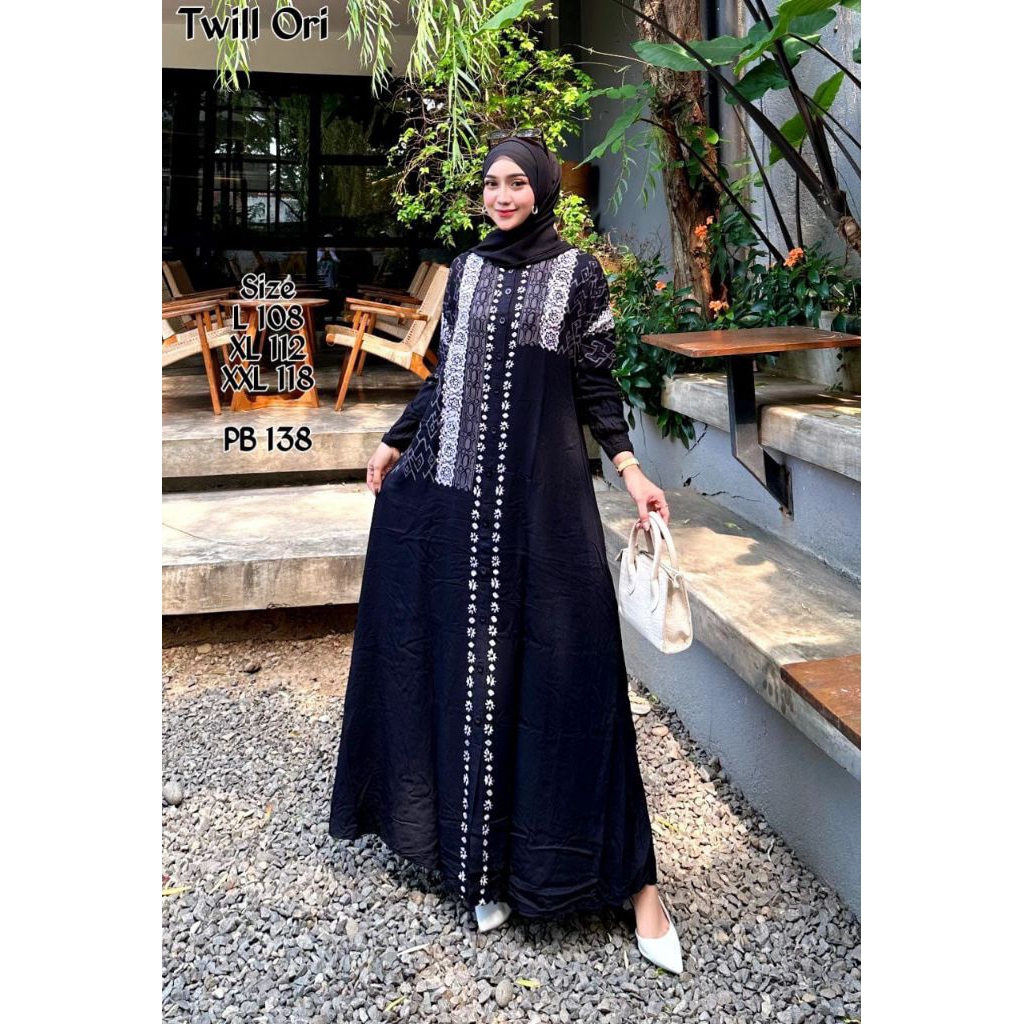 Gamis twill ori premium Pekalongan motif terbaru