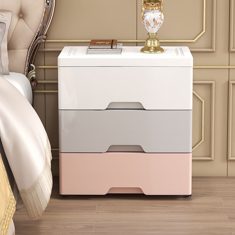 Lemari Laci Plastik Lemari Laci Pakaian Plastik Lemari Laci Penyimpanan【35cm】3 Susun Putih/Makaron