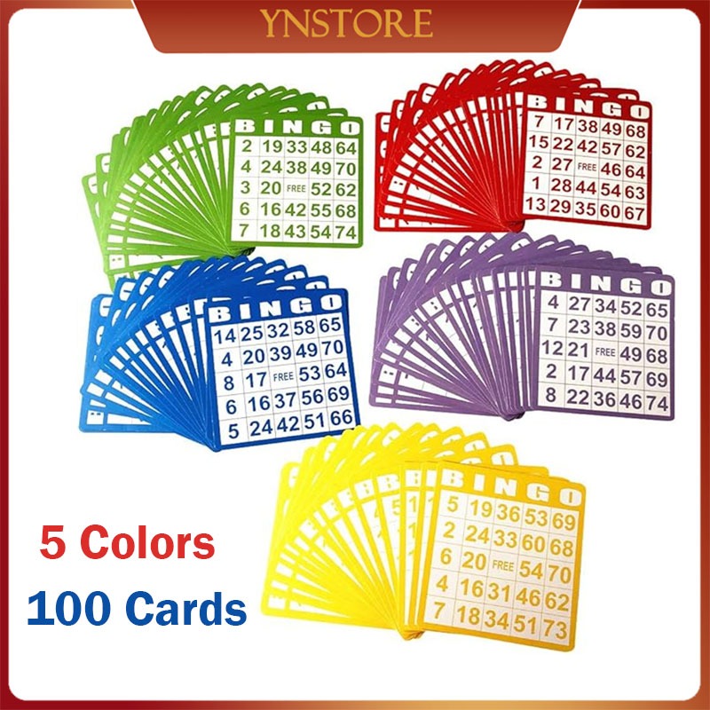 100PCS/Set Kartu Bingo Lengkap Besar Bingo Card 5 Warna Bingo Set
