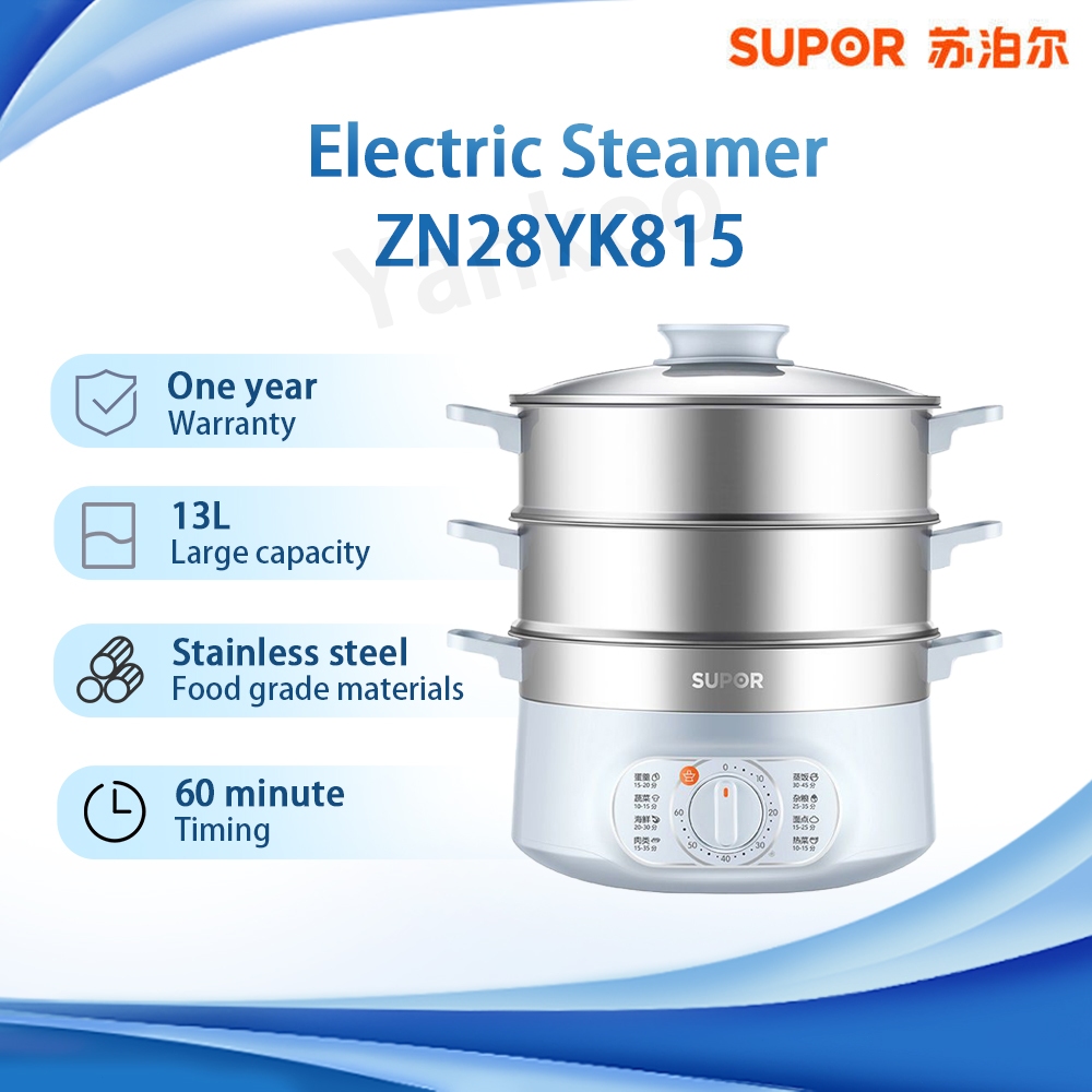 SUPOR Electric Steamer ZN28YK815 13L Kapasitas Besar 1500W Hot Pot Waktu 60 Menit Food Grade Stainle
