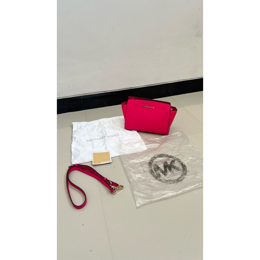[NO COD ❌] PRELOVED ORIGINAL MICHAEL KORS SELMA MINI HOT PINK PINK FUSCHIA
