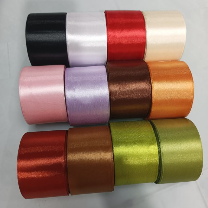 

Pita Satin Kain 2 inch 5 cm Polos 25 Yard Per Rol/Gulung