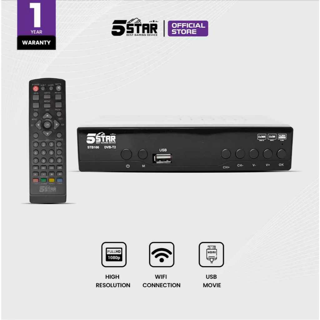 5Star STB100 HARGA AGEN SET TOP BOX DVB-T2 STB PRO DUAL USB GARANSI 1 RESMI