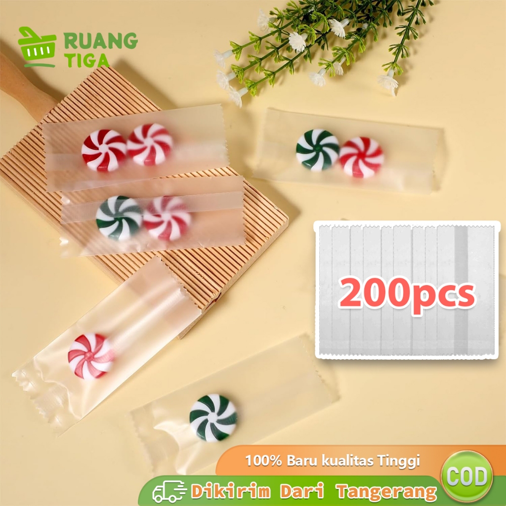 

200pcs Plastik Nougat Permen 4x9.5 cm Plastik Kemasan Coklat Dodol Nougat Plastic Packaging Bag Bungkus Permen